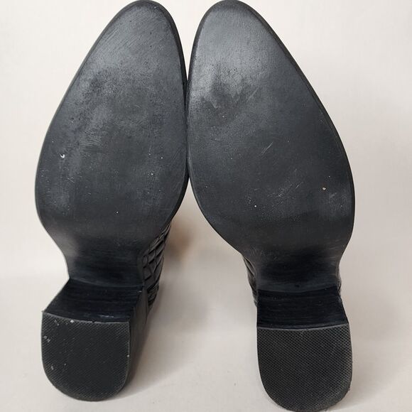 Jeffrey Campbell Black Leather Ankle Boots Croc Embossed Womens Size 9 - Picture 6 of 9